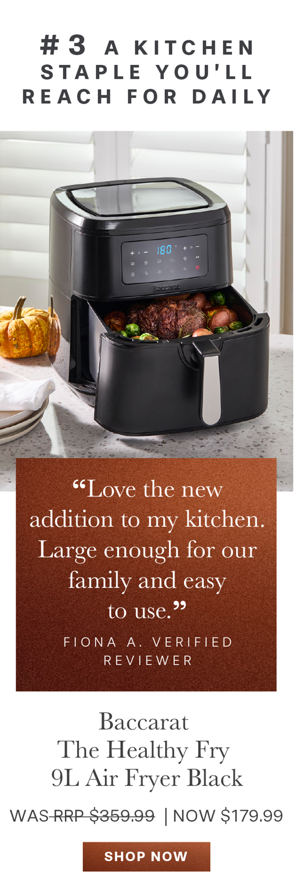 Baccarat The Healthy Fry 9L Air Fryer Black