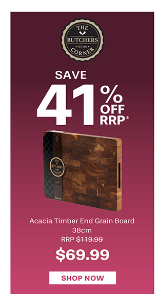 Baccarat Butchers Corner Acacia Timber End Grain Board 38cm