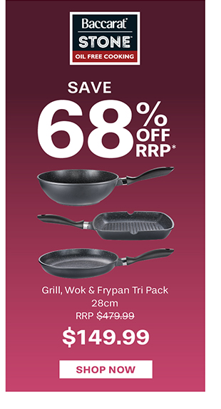 Baccarat STONE Non Stick Grill, Wok & Frypan Tri Pack 28cm