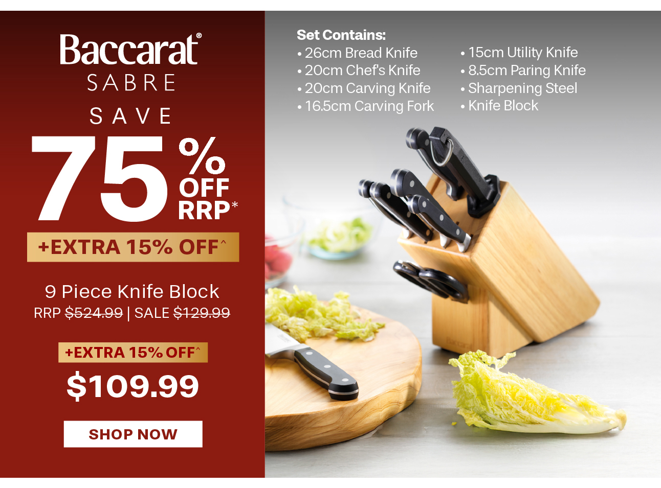 Baccarat SABRE 9 Piece Knife Block