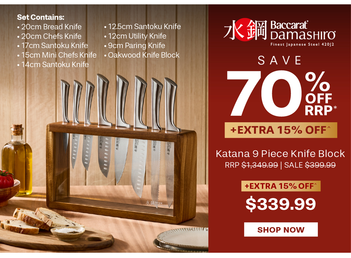Baccarat Damashiro Katana 9 Piece Knife Block