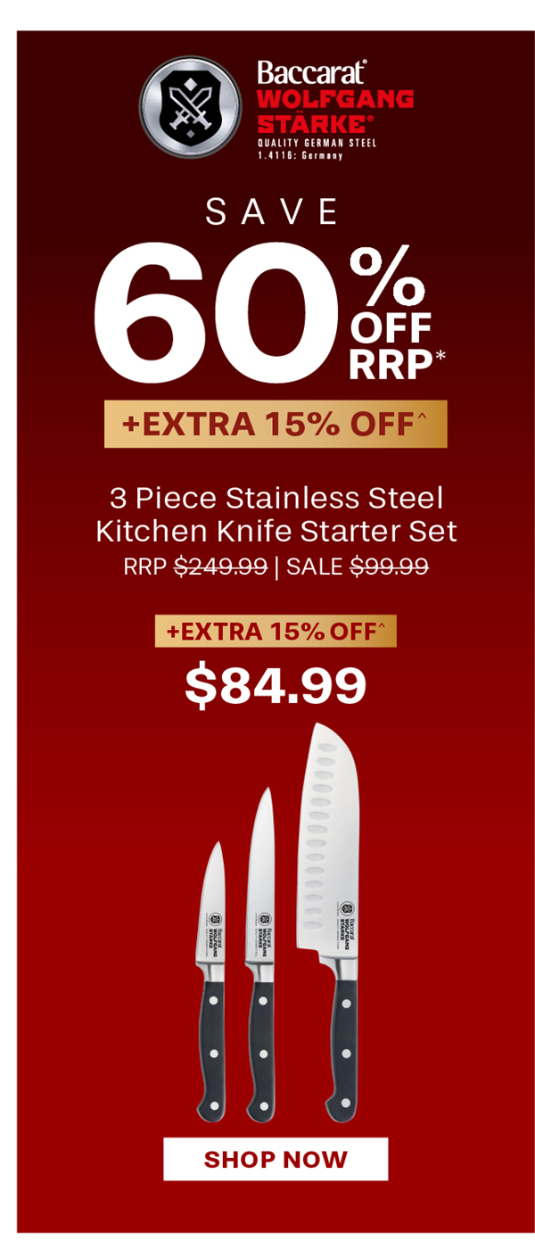 Baccarat WOLFGANG STARKE 3 Piece Stainless Steel Kitchen Knife Starter Set