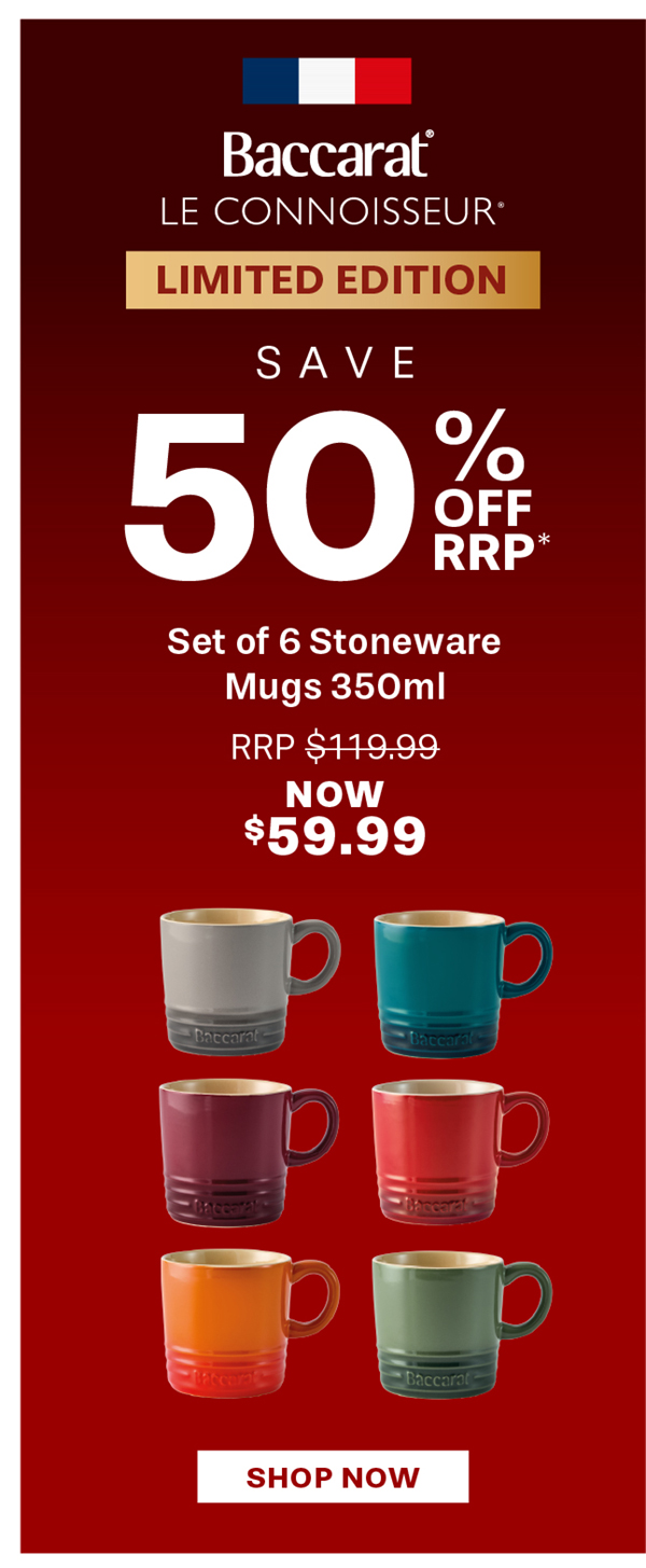 Baccarat Le Connoisseur Set of 6 Stoneware Mugs 350ml - Limited Edition