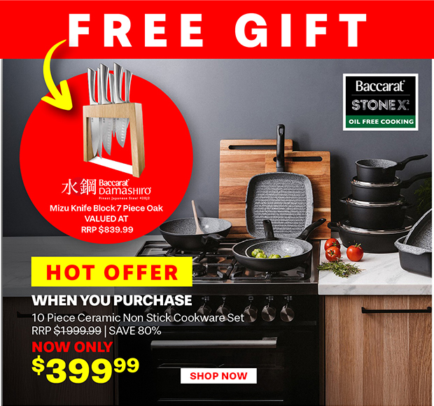 Baccarat STONEX2 10 Piece Ceramic Non Stick Cookware Set