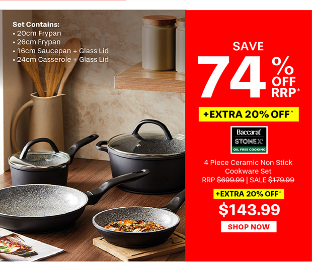 Baccarat STONEX2 4 Piece Ceramic Non Stick Cookware Set