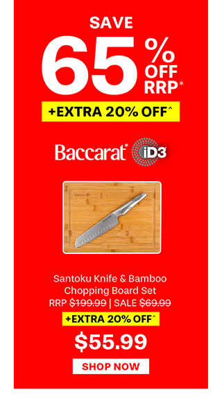 Baccarat iD3 Santoku Knife & Bamboo Chopping Board Set
