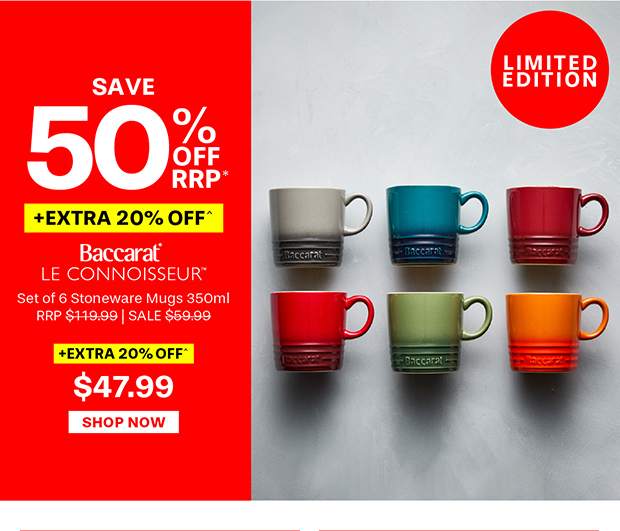 Baccarat Le Connoisseur Set of 6 Stoneware Mugs 350ml - Limited Edition