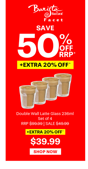 Baccarat Barista Facet Double Wall Latte Glass 236ml Set of 4