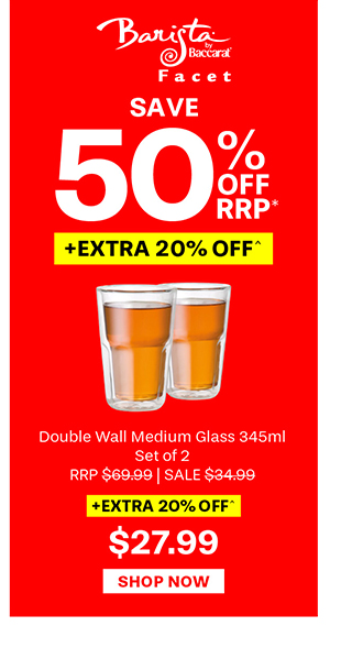 Baccarat Barista Facet Double Wall Medium Glass 345ml Set of 2