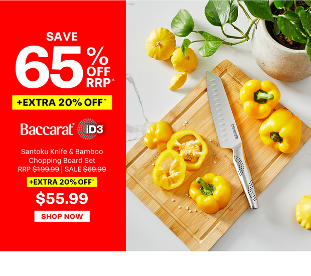Baccarat iD3 Santoku Knife & Bamboo Chopping Board Set