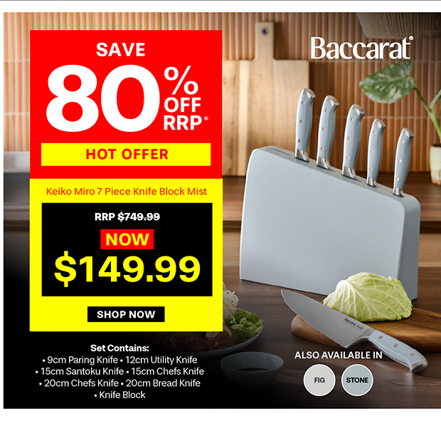 Baccarat Keiko Miro 7 Piece Knife Block Mist