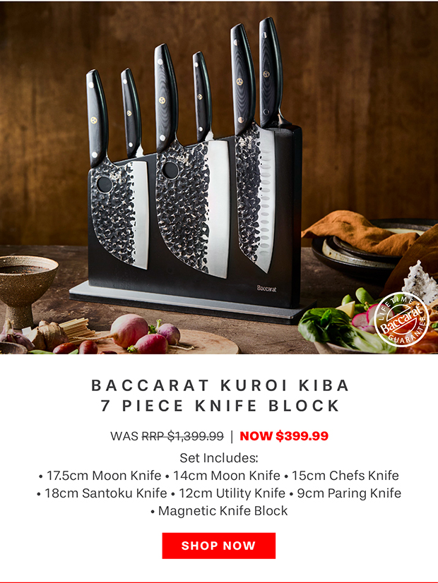 Baccarat KUROI KIBA 7 Piece Knife Block