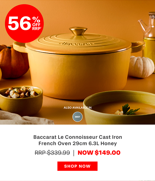 Baccarat Le Connoisseur Cast Iron Round French Oven 29cm 6.3L Honey