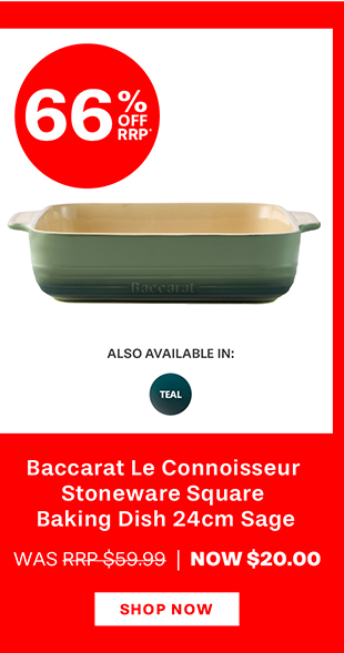 Baccarat Le Connoisseur Stoneware Square Baking Dish 24cm Sage - Limited Edition