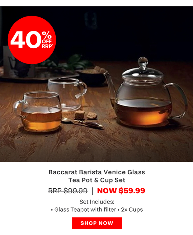 Baccarat Barista Venice Glass Tea Pot & Cup Set