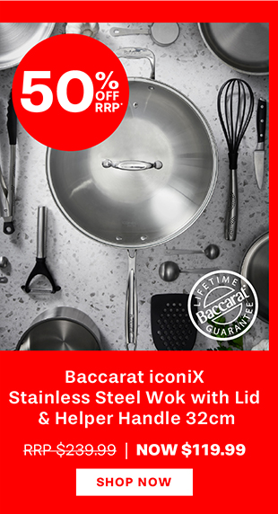 Baccarat iconiX Stainless Steel Wok with Lid & Helper Handle 32cm