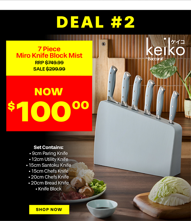 Baccarat Keiko Miro 7 Piece Knife Block Mist