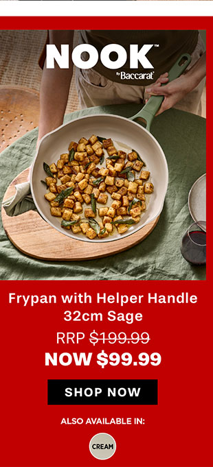 NOOK by Baccarat Frypan with Helper Handle 32cm Sage