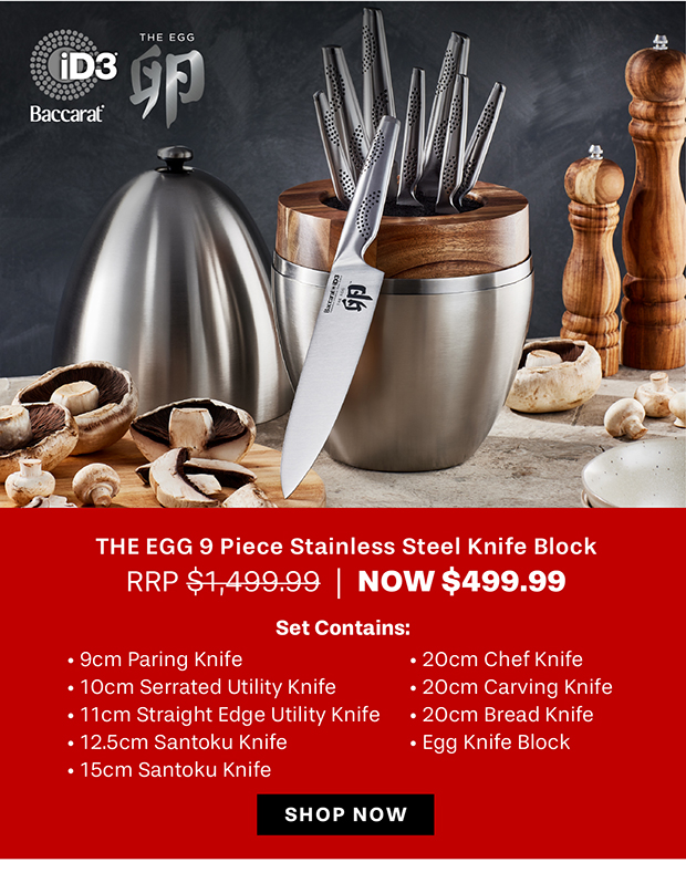 THE EGG by Baccarat iD3 9 Piece Stainless Steel Knife Block