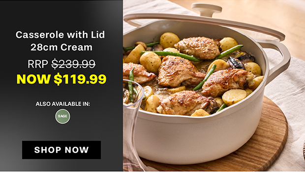 NOOK by Baccarat Casserole with Lid 28cm Cream