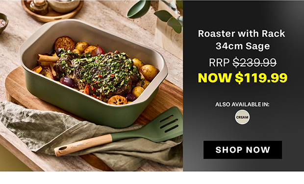 NOOK by Baccarat Roaster with Rack 34cm Sage