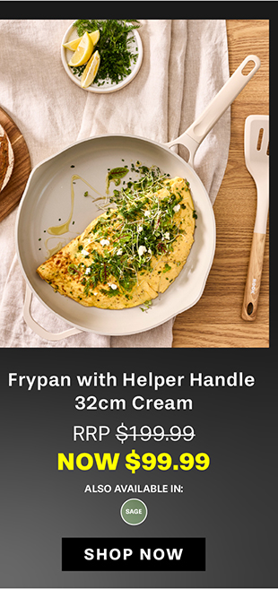 NOOK by Baccarat Frypan with Helper Handle 32cm Cream