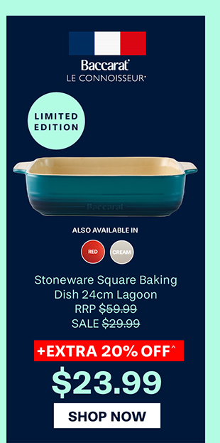 Baccarat Le Connoisseur Stoneware Square Baking Dish 24cm Lagoon - Limited Edition