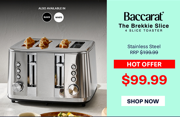 Baccarat The Brekkie Slice 4 Slice Toaster Stainless Steel