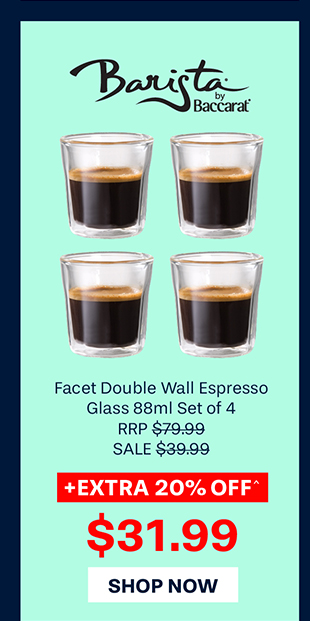 Baccarat Barista Facet Double Wall Espresso Glass 88ml Set of 4