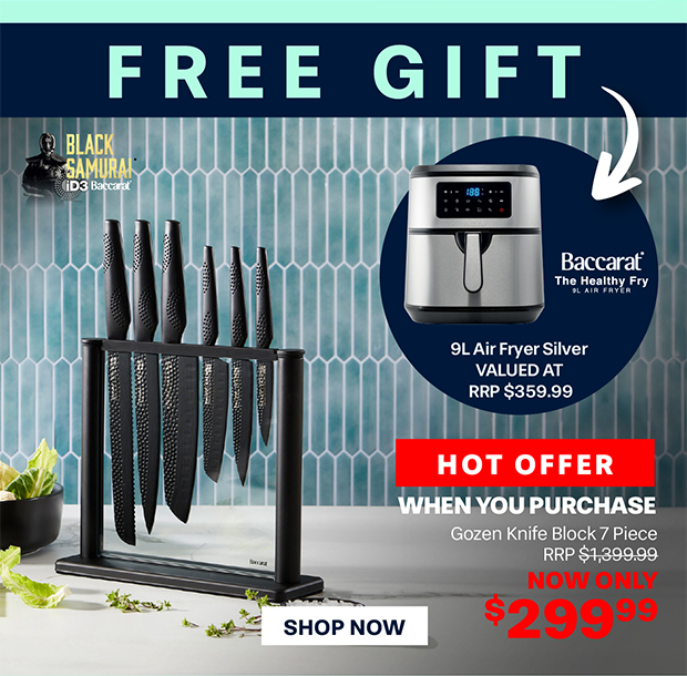 Baccarat iD3 BLACK SAMURAI Gozen Knife Block 7 Piece