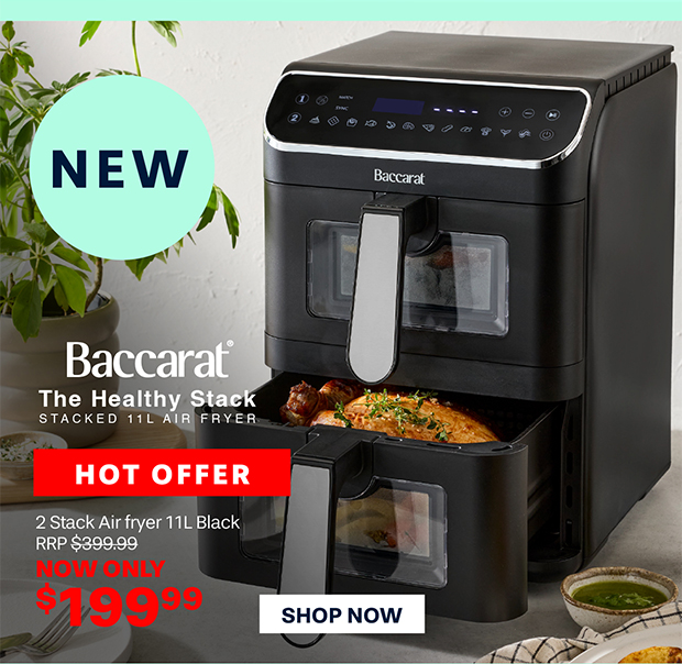 Baccarat 2 Stack Air fryer 11L Black