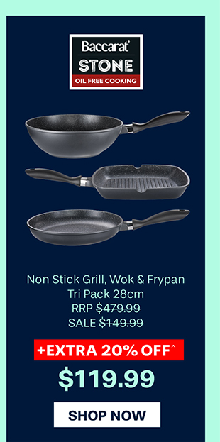 Baccarat STONE Non Stick Grill, Wok & Frypan Tri Pack 28cm