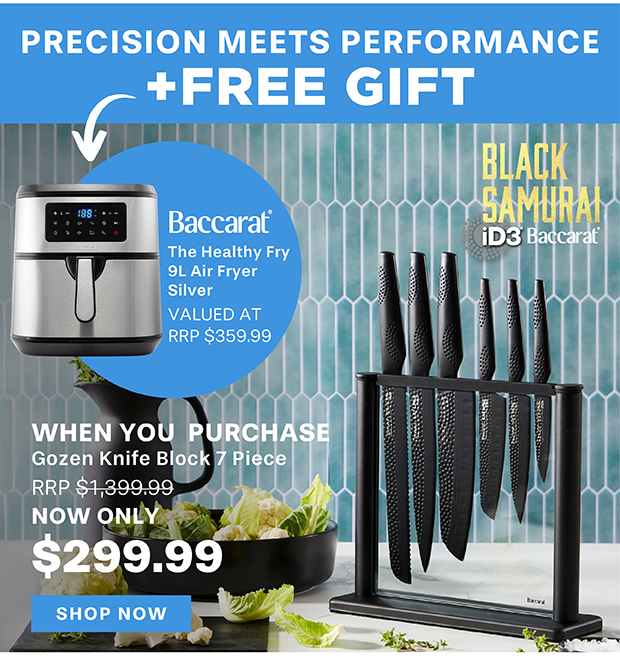 Baccarat iD3 BLACK SAMURAI Gozen Knife Block 7 Piece