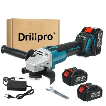 Drillpro 125mm 18V Brushless Blue+Black Angle Grinder Rechargeable Adjustable Speed Angle Grinder With Battery