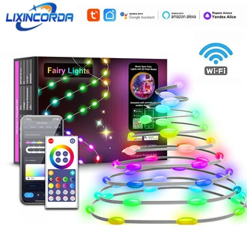 LIXINCORDA 5m~20m Smart RGBIC LED String Lights Music Sync IP68 Waterproof APP/Remote/Voice Control With Alexa/Google Christmas Decoration