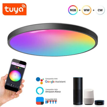 LIXINCORDA 24W WIFI Smart Ceiling Lamp Bluetooth RGBCW Colorful 1920lm Bedroom Lamp Works With Tuya Alexa Google