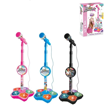 Super Cool 5-light Microphone with Stand Karaoke Songs Musical Instrument Kids Toys