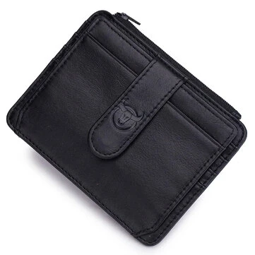 BULLCAPTAIN Men's Genuine Leather RFID Blocking Wallets, Thin Zipper Short Wallet Multiple Card Slots Coin Purse Holder Mini Business Wallet, Gifts To Mens Birthday