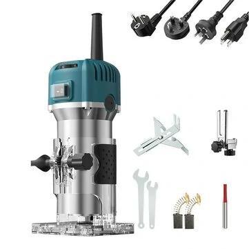 6 Speed 800W Compact Wood Router Electric Trimming Machine Hand Trimmer 30000rpm Woodworking Milling Engraving Home DIY Power Tools