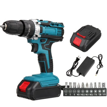 Drillpro 21V 28Nm 1450r/min Cordless High Torque 25-speed Adjustment Drill with Drill Heads Ideal for Home DIY and Professional Use