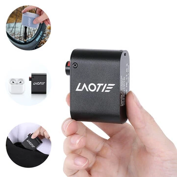 LAOTIE Z1 Mini Electric Bike-specific Air Pump 100PSI 300mAh Type-C Fast Rechargeable Portable Pocket Inflator with Silicone Case for Long Distance Cycling Rapid Tire Emergency Inflation