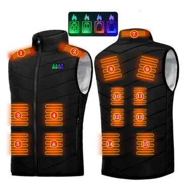 TENGOO HV-15 Heating Vest 15 Areas Heated USB Electric Thermal Clothing Winter Warm Vest Outdoor Heat Coat