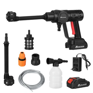 MUDIRO Cordless High Pressure Washer 60bar/870psi 500W Spray Car Washer Cleaner Machine 6 In 1 Water Sprayer EW-S05 21V/0.5A 15000mAh