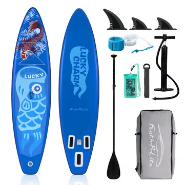 [EU Direct] FunWater Inflatable Stand Up Paddle Board Surfboard 335x83x15CM Maximum Load 165KG+ Complete Paddleboard Accessories Adjustable Paddle, Pump, ISUP Travel Backpack, Leash, Waterproof Bag, Adult Paddle Board SUPFR17H