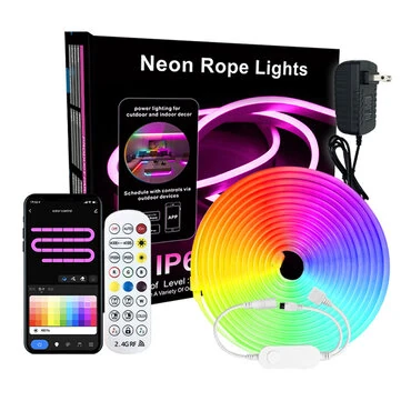 5m 10m Smart Neon Strip RGB LED Neon Light Strip Kit IP67 Waterproof 24V 12W/M Ra92 Flexible LED Strip APP & Remote Control