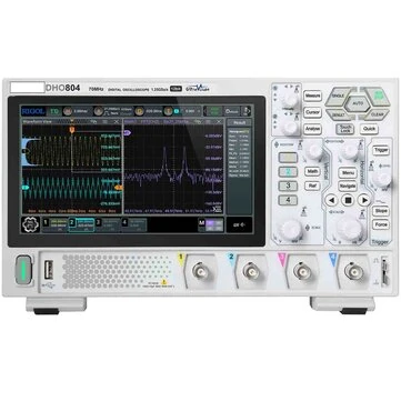 DHO804 Digital Oscilloscope 70MHz 4 Channel 12 Bit 1.25GSa/Sec 25MPts Depth Convenient 1,000,000 wfms/s HD Touch Screen