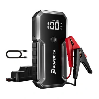 POPDEER PD-J01 3000A Car Jump Starter 12V Dual USB Output LCD Display for 8.0 Gas/6.0L Diesel