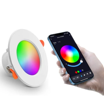 10W LED Smart Downlight RGB+CCT 16 Million Colors 2700K~6500K 800 Lumens Works With Alexa Voice Tuya Bluetooth APP Control