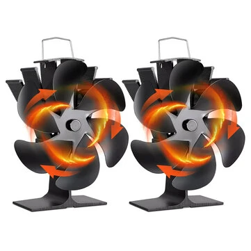 IPRee 6 Blades Heat Powered Stove Fan Black Fireplace Fan Log Wood Burner Eco-fan Quiet Home Fireplace Fan Efficient Heat Distribution