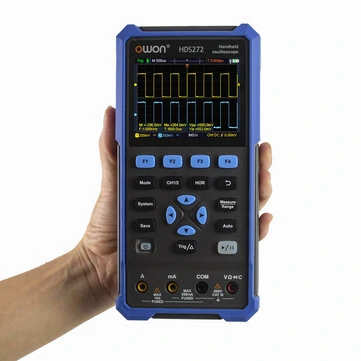 OWON® HDS200 Series 2CH Handheld Oscilloscope 40/70/100MHz Bandwidth 20000 Counts Multiumeter OSC + DMM + Waveform Generator 3 in 1 Suitable for Automobile Maintenance and Power Test